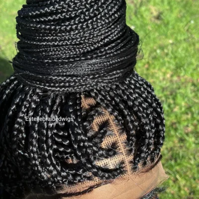 Knotless Braided Full Lace Wig – 22 Inches | Brown Mix