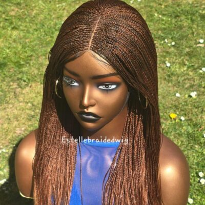 Auburn Brown Micro Twist Braided Wig – Sleek Protective Style