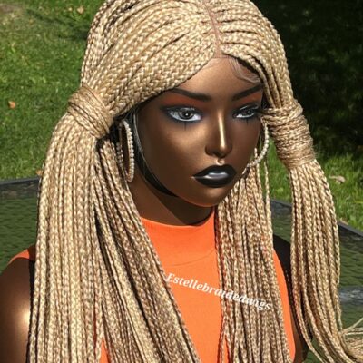 Black Box Braids Wig with Purple Highlights – Bold & Stylish Protective Wig